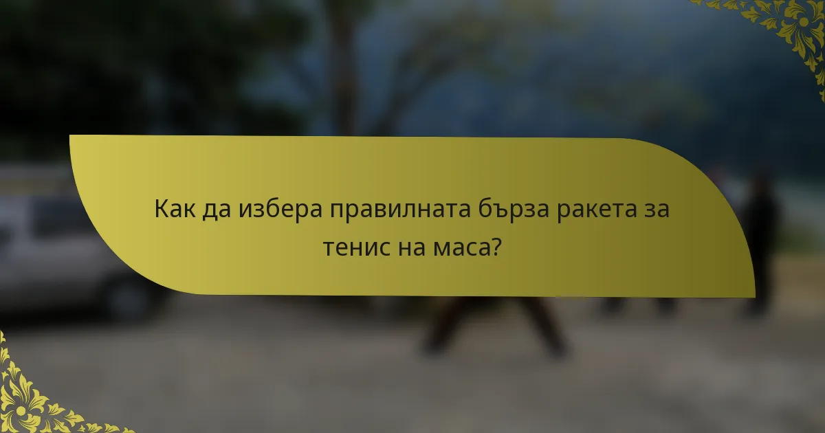 Как да избера правилната бърза ракета за тенис на маса?