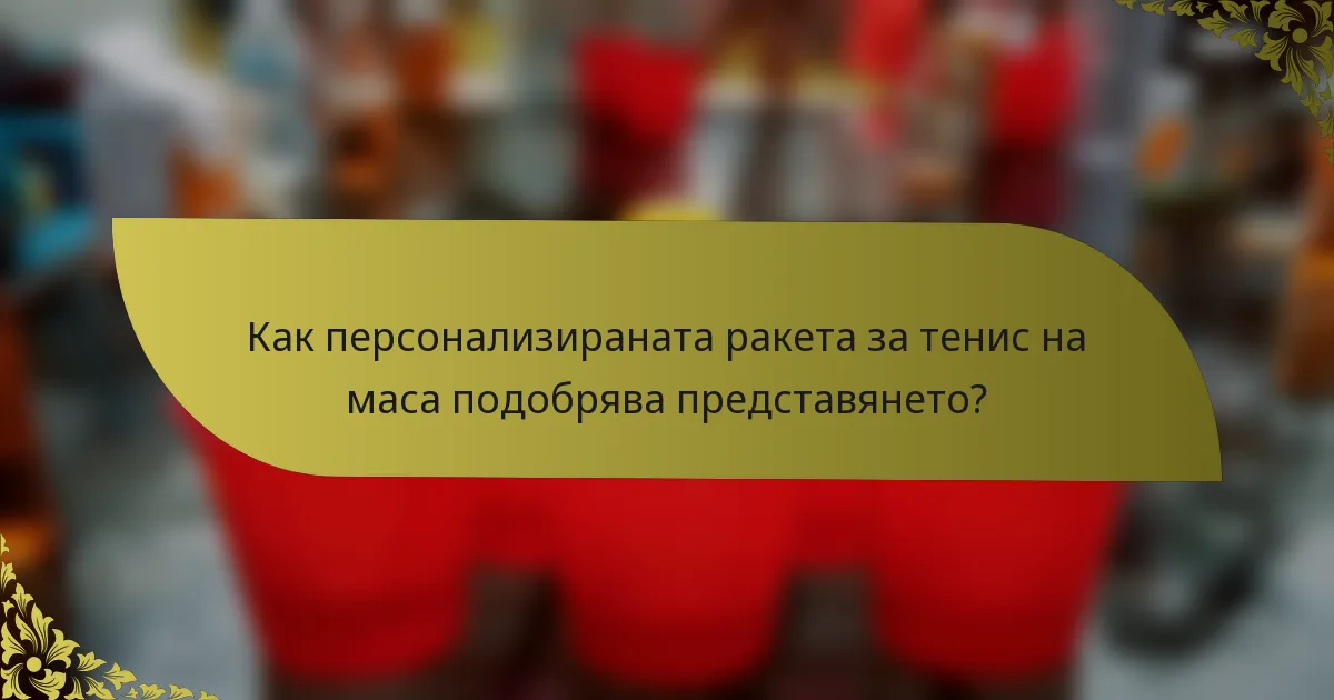 Как персонализираната ракета за тенис на маса подобрява представянето?