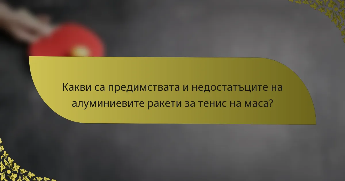 Какви са предимствата и недостатъците на алуминиевите ракети за тенис на маса?