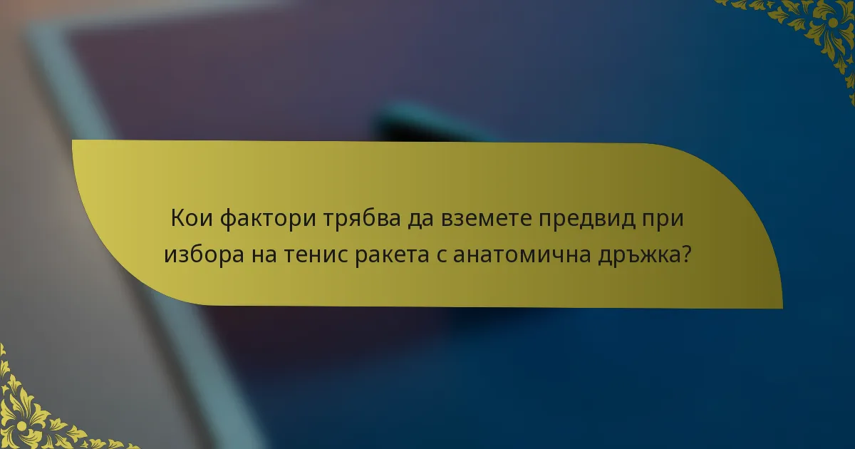 Кои фактори трябва да вземете предвид при избора на тенис ракета с анатомична дръжка?